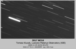 Tumbling asteroid 2017 WJ16